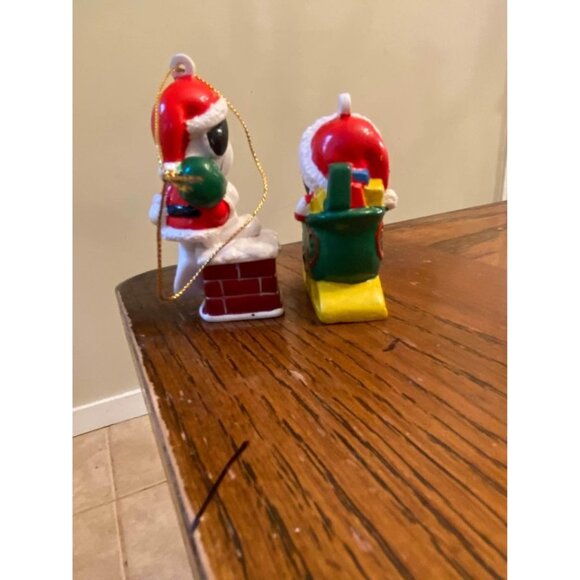 Vintage Snoopy Christmas Tree Ornaments Peanuts Christmas Set of 2 - Picture 3 of 6